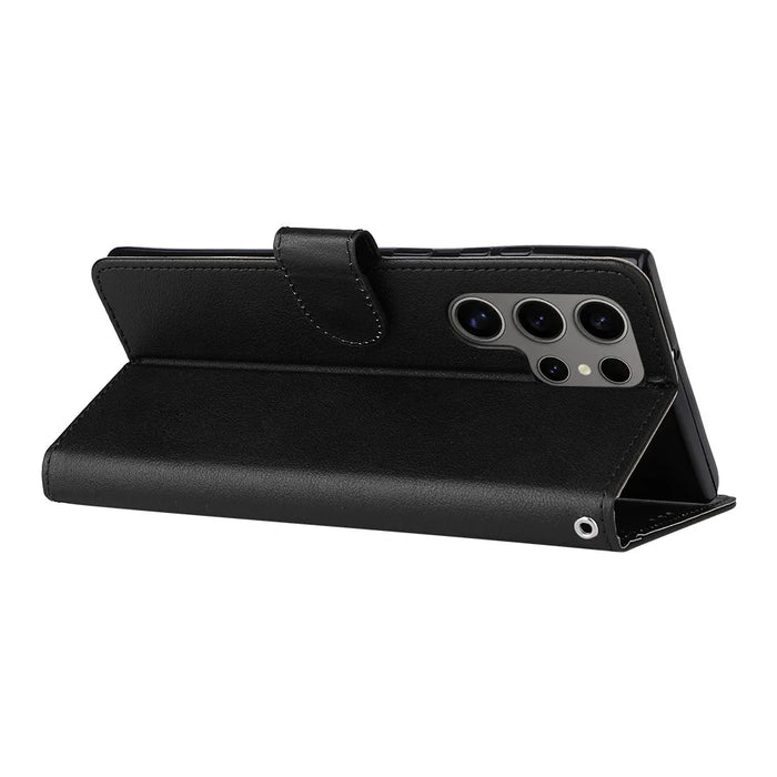 For Samsung Galaxy S25 Ultra Case Wallet Stand View PU Leather Phone Cover - Black - 3