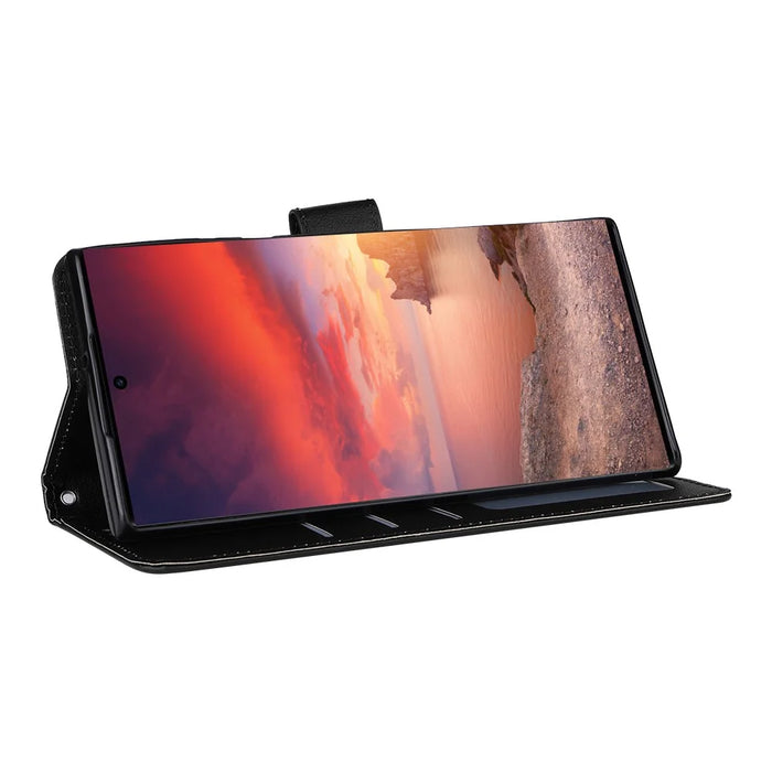 For Samsung Galaxy S25 Ultra Case Wallet Stand View PU Leather Phone Cover - Black - 4