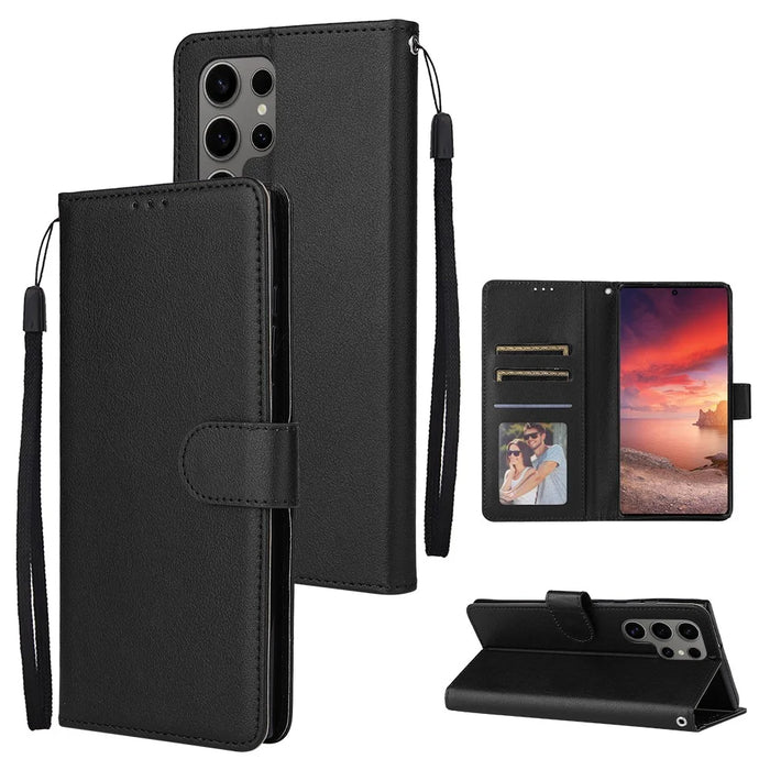 For Samsung Galaxy S25 Ultra Case Wallet Stand View PU Leather Phone Cover - Black - 5