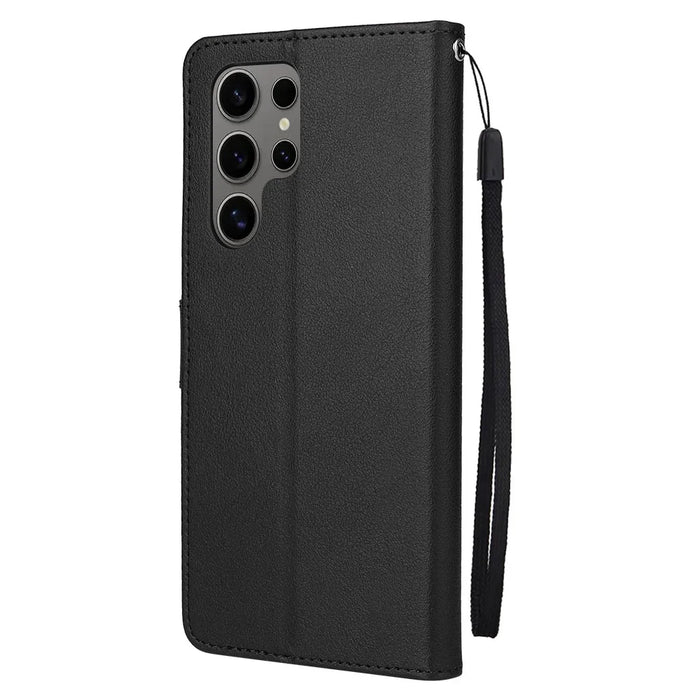 For Samsung Galaxy S25 Ultra Case Wallet Stand View PU Leather Phone Cover - Black - 7