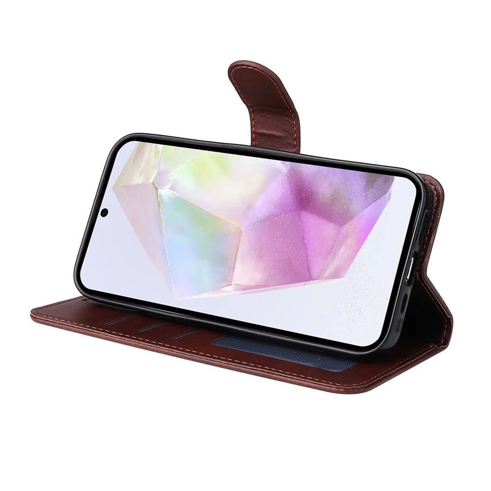 ENKAY For Samsung Galaxy A56 5G / Galaxy A36 5G PU Leather Wallet Case  HAT PRINCE Phone Stand Cover with Tempered Glass - Pink - 6