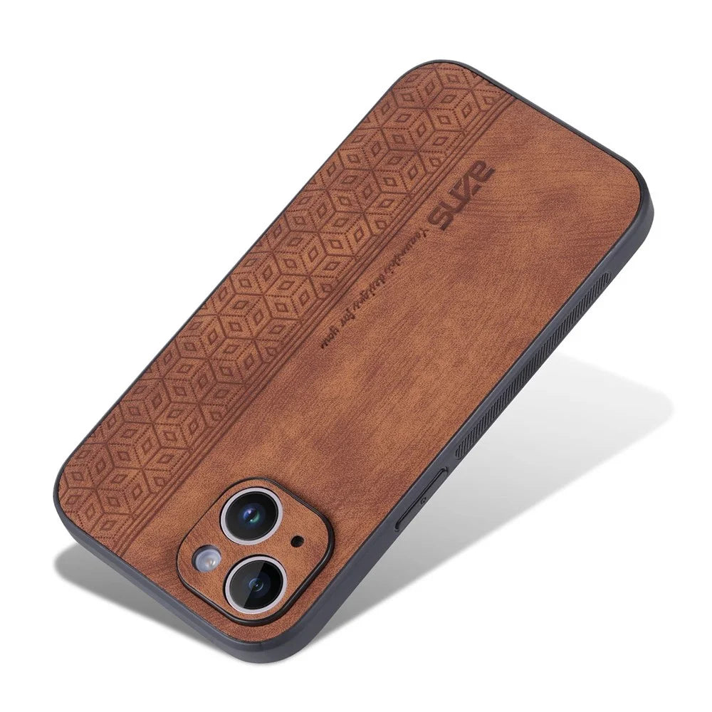 AZNS For iPhone 13 6.1 inch Dustproof Cell Phone Case Imprinted Pattern PU Leather+TPU Phone Cover - Brown - 3