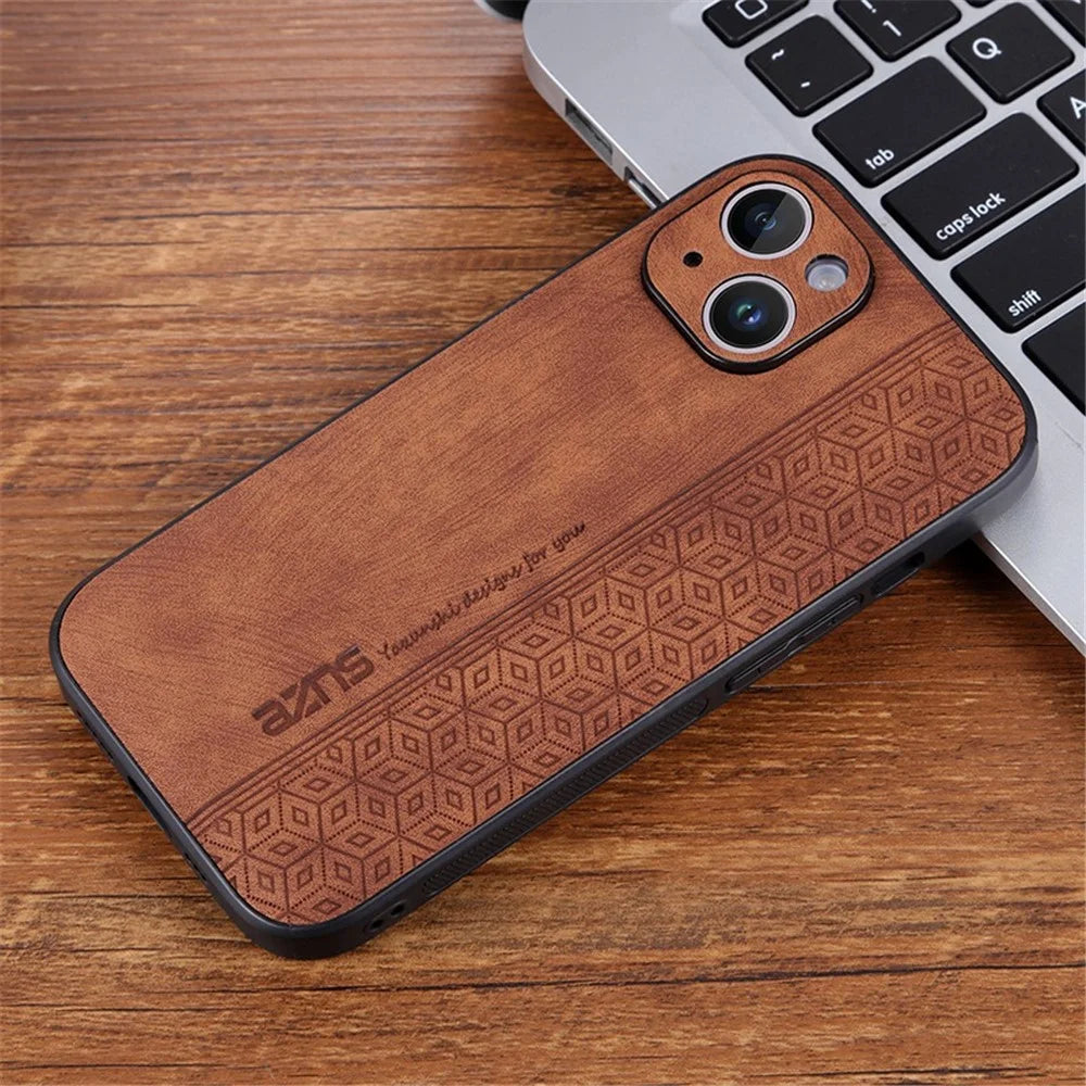 AZNS For iPhone 13 6.1 inch Dustproof Cell Phone Case Imprinted Pattern PU Leather+TPU Phone Cover - Brown - 4