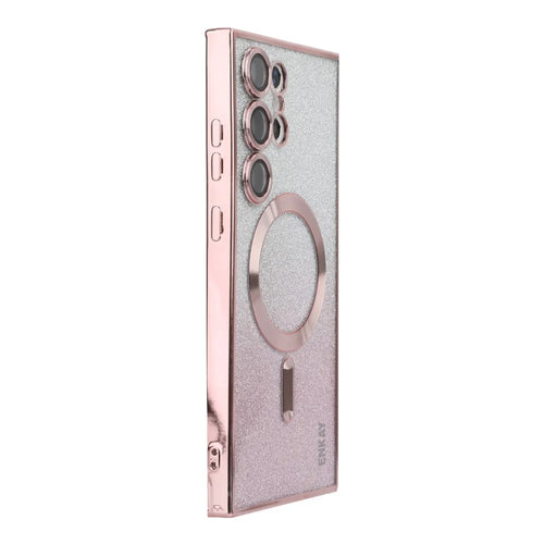 ENKAY HAT PRINCE For Samsung Galaxy S25 Ultra Case   TPU Cover Magnetic Case with Glitter Paper - Pink - 1