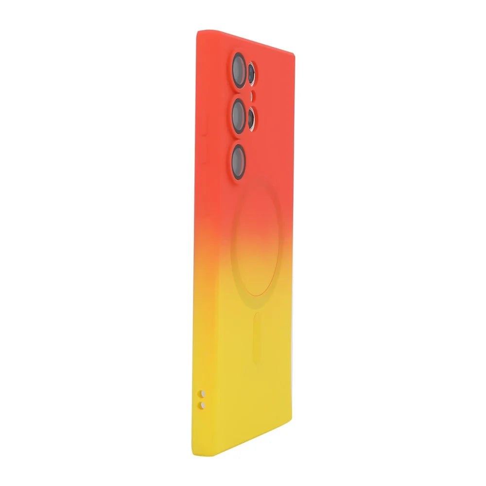 ENKAY HAT PRINCE For Samsung Galaxy S25 Ultra   Silicone Magnetic Case Gradient Color Cover - Orange+Yellow - 1