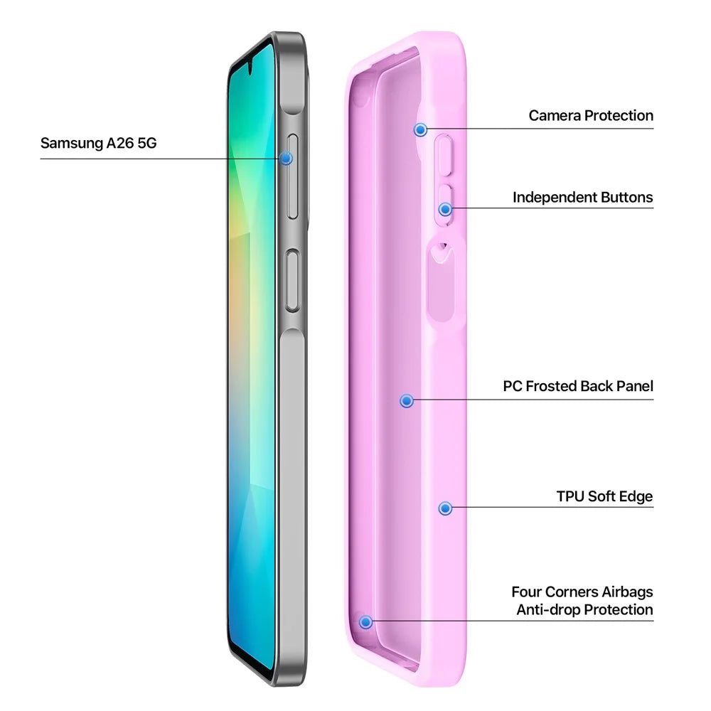 DUX DUCIS For Samsung Galaxy A26 5G Case  Yind Series Matte Anti-fingerprint TPU+PC Phone Back Cover - Rose Pink - 3