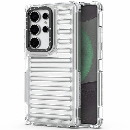 For Samsung Galaxy S25 Ultra Case Stripe Design Anti-Slip Detachable TPU+PC Phone Cover - Transparent - 1