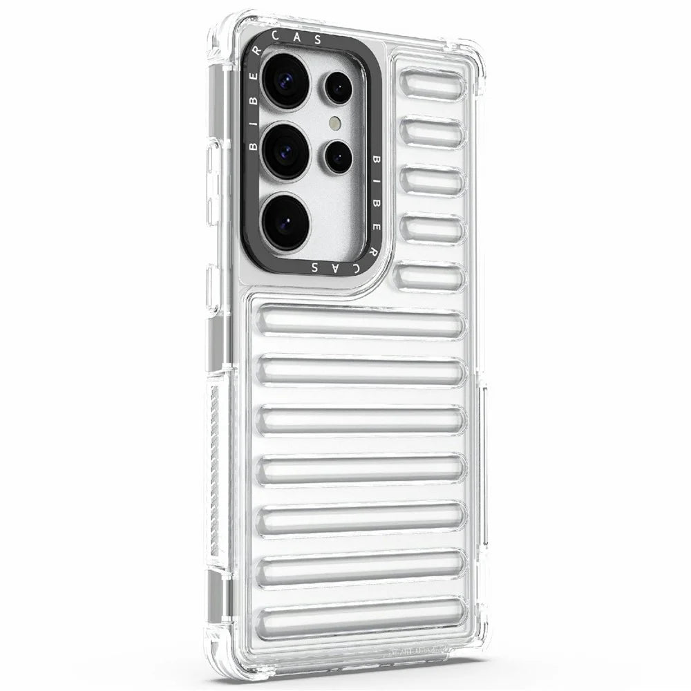 For Samsung Galaxy S25 Ultra Case Stripe Design Anti-Slip Detachable TPU+PC Phone Cover - Transparent - 4