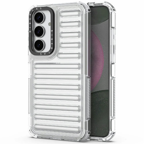 For Samsung Galaxy S25+ Case Stripe Design Anti-Slip Detachable TPU+PC Phone Cover - Transparent - 1