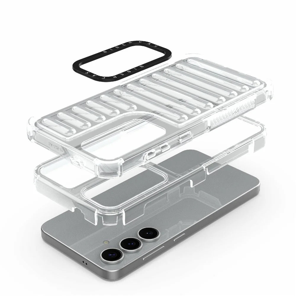 For Samsung Galaxy S25+ Case Stripe Design Anti-Slip Detachable TPU+PC Phone Cover - Transparent - 2