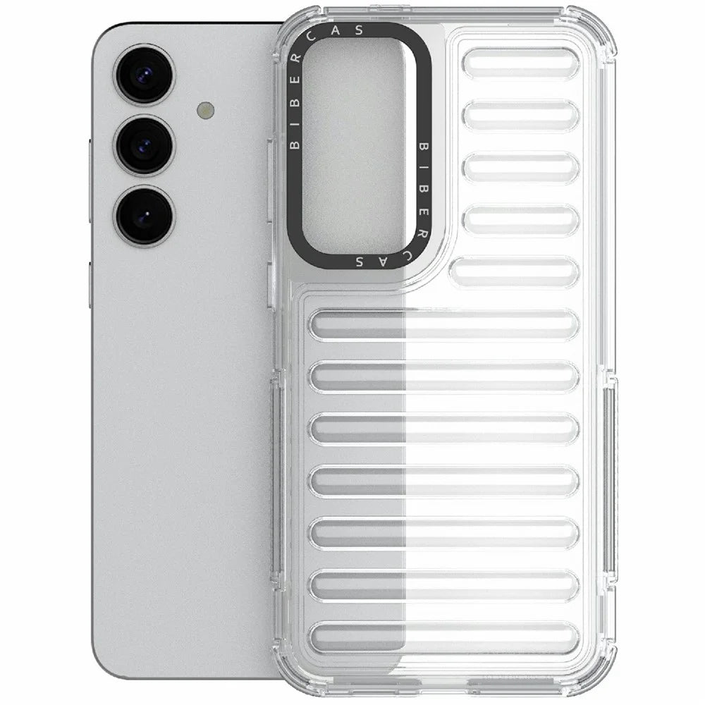 For Samsung Galaxy S25+ Case Stripe Design Anti-Slip Detachable TPU+PC Phone Cover - Transparent - 3