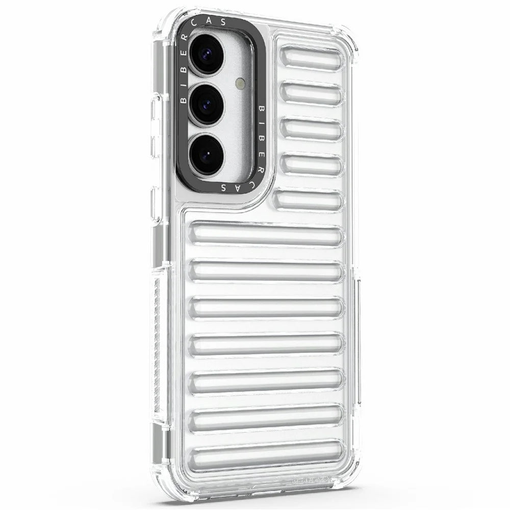 For Samsung Galaxy S25+ Case Stripe Design Anti-Slip Detachable TPU+PC Phone Cover - Transparent - 4