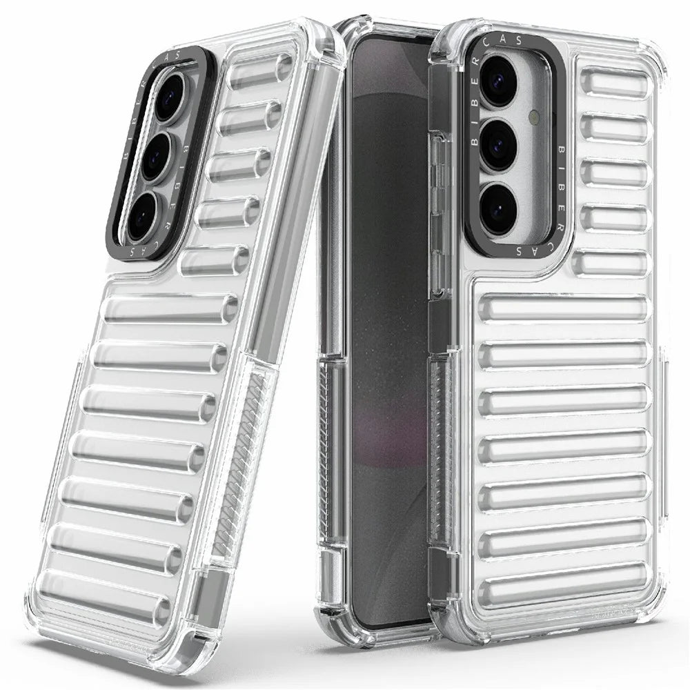 For Samsung Galaxy S25+ Case Stripe Design Anti-Slip Detachable TPU+PC Phone Cover - Transparent - 5