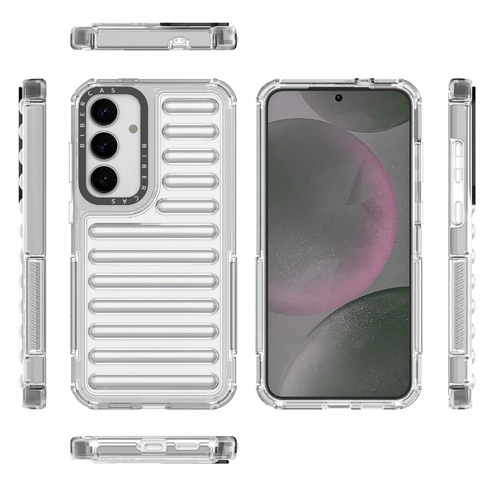 For Samsung Galaxy S25+ Case Stripe Design Anti-Slip Detachable TPU+PC Phone Cover - Transparent - 6