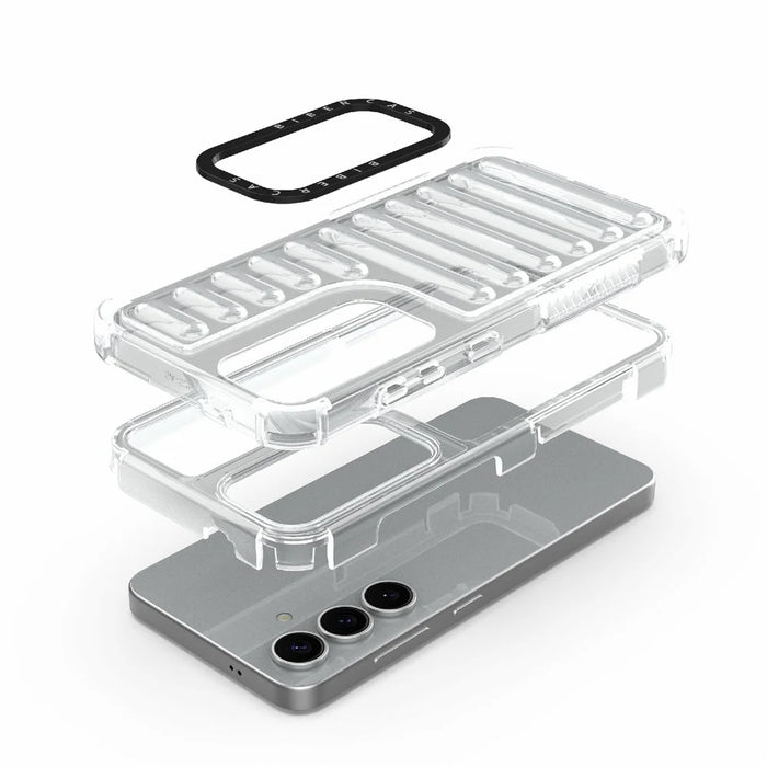 For Samsung Galaxy S25 Case Stripe Design Anti-Slip Detachable TPU+PC Phone Cover - Transparent - 2