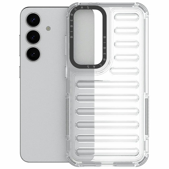 For Samsung Galaxy S25 Case Stripe Design Anti-Slip Detachable TPU+PC Phone Cover - Transparent - 3