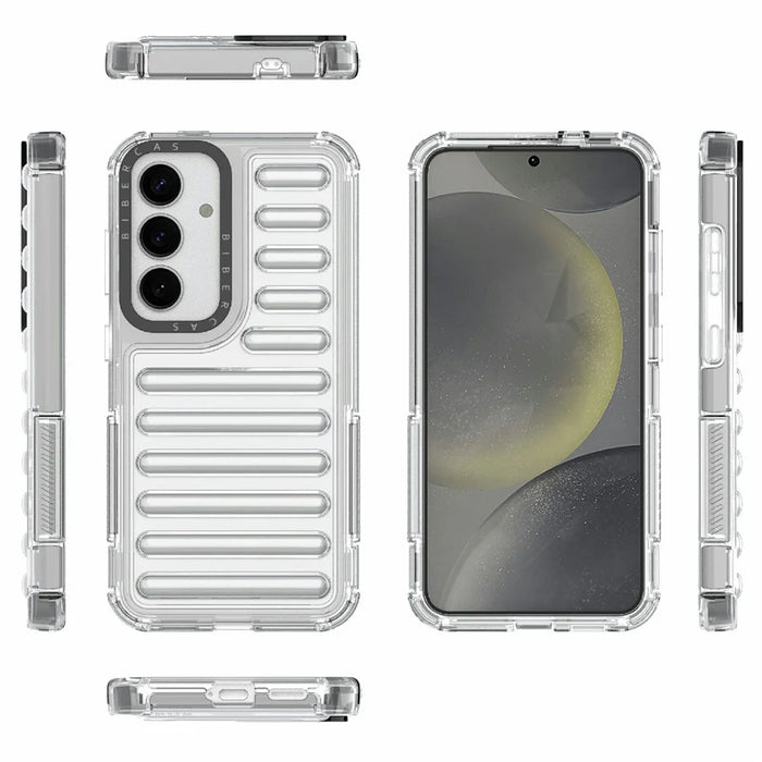 For Samsung Galaxy S25 Case Stripe Design Anti-Slip Detachable TPU+PC Phone Cover - Transparent - 6