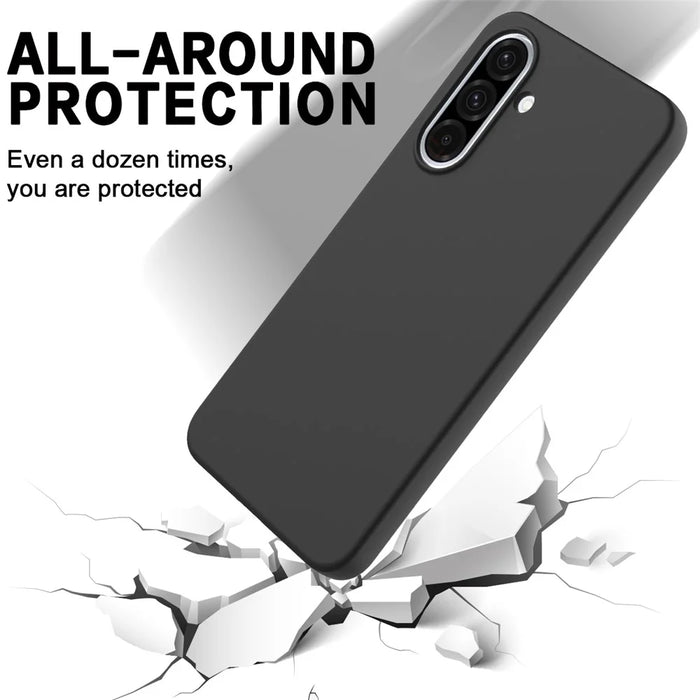 For Samsung Galaxy A56 5G Case Liquid Silicone Phone Back Cover with Hand Strap - Black - 5