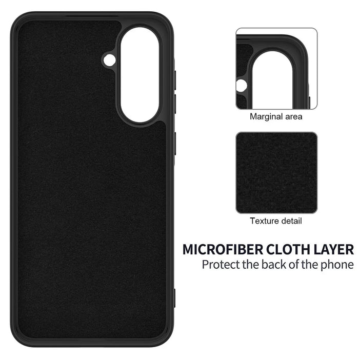 For Samsung Galaxy A56 5G Case Liquid Silicone Phone Back Cover with Hand Strap - Black - 6