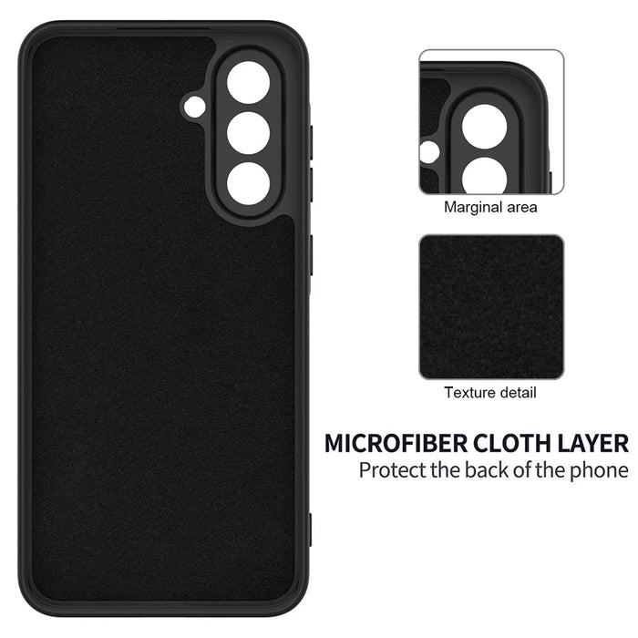 For Samsung Galaxy A26 5G Case Liquid Silicone Phone Back Cover with Hand Strap - Black - 6
