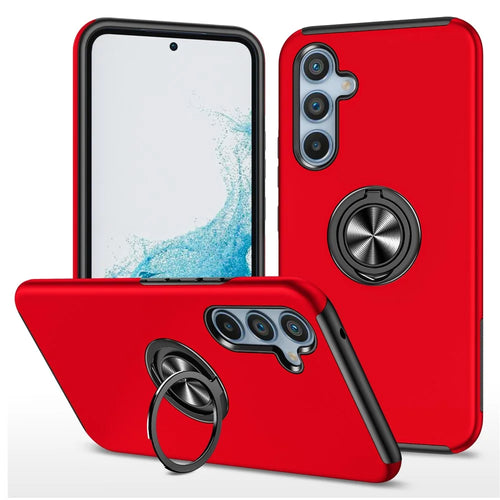 For Samsung Galaxy A26 5G Case PC + TPU Phone Cover with Rotatable Ring Holder - Red - 1