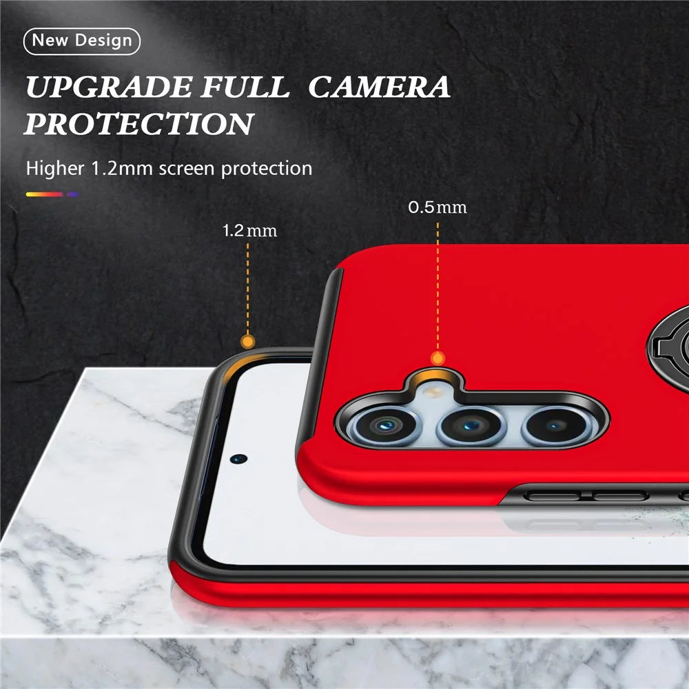 For Samsung Galaxy A26 5G Case PC + TPU Phone Cover with Rotatable Ring Holder - Red - 5