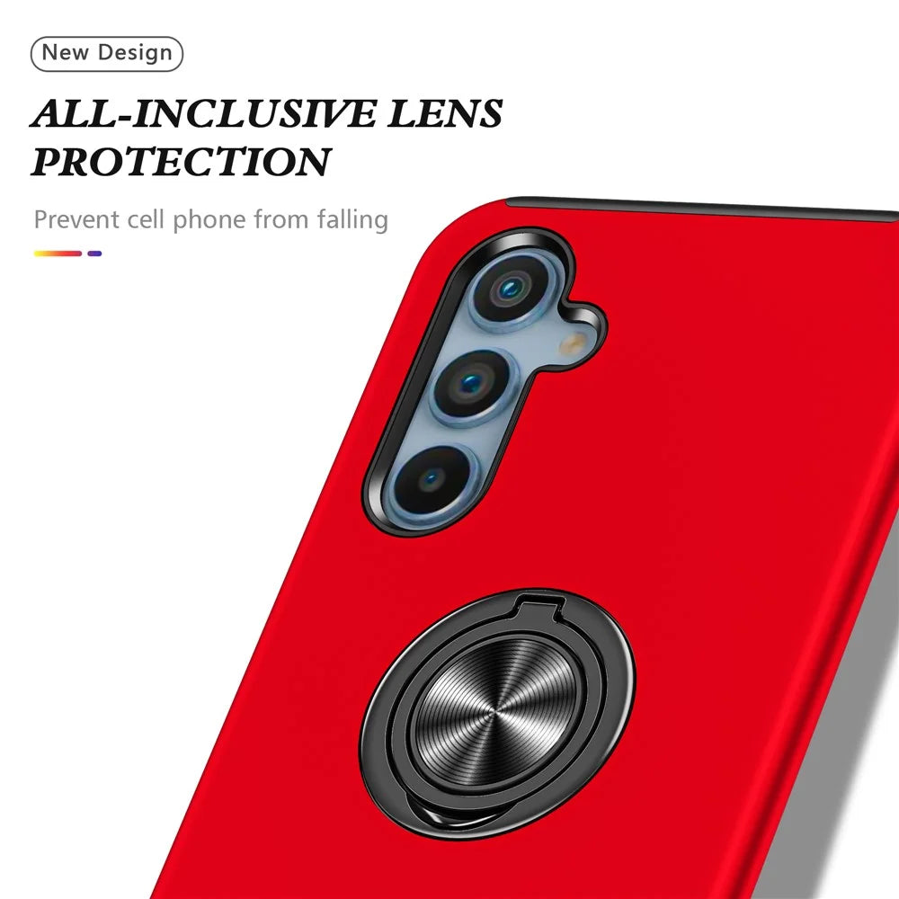 For Samsung Galaxy A26 5G Case PC + TPU Phone Cover with Rotatable Ring Holder - Red - 6