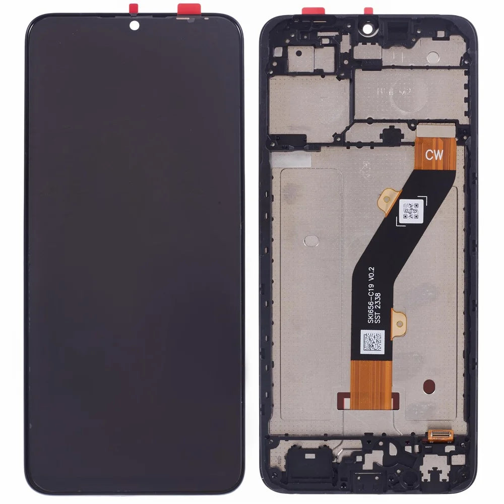 For TECNO Pop 7 BF6 Grade C LCD Screen and Digitizer Assembly + Frame Part (Without Logo) - 1
