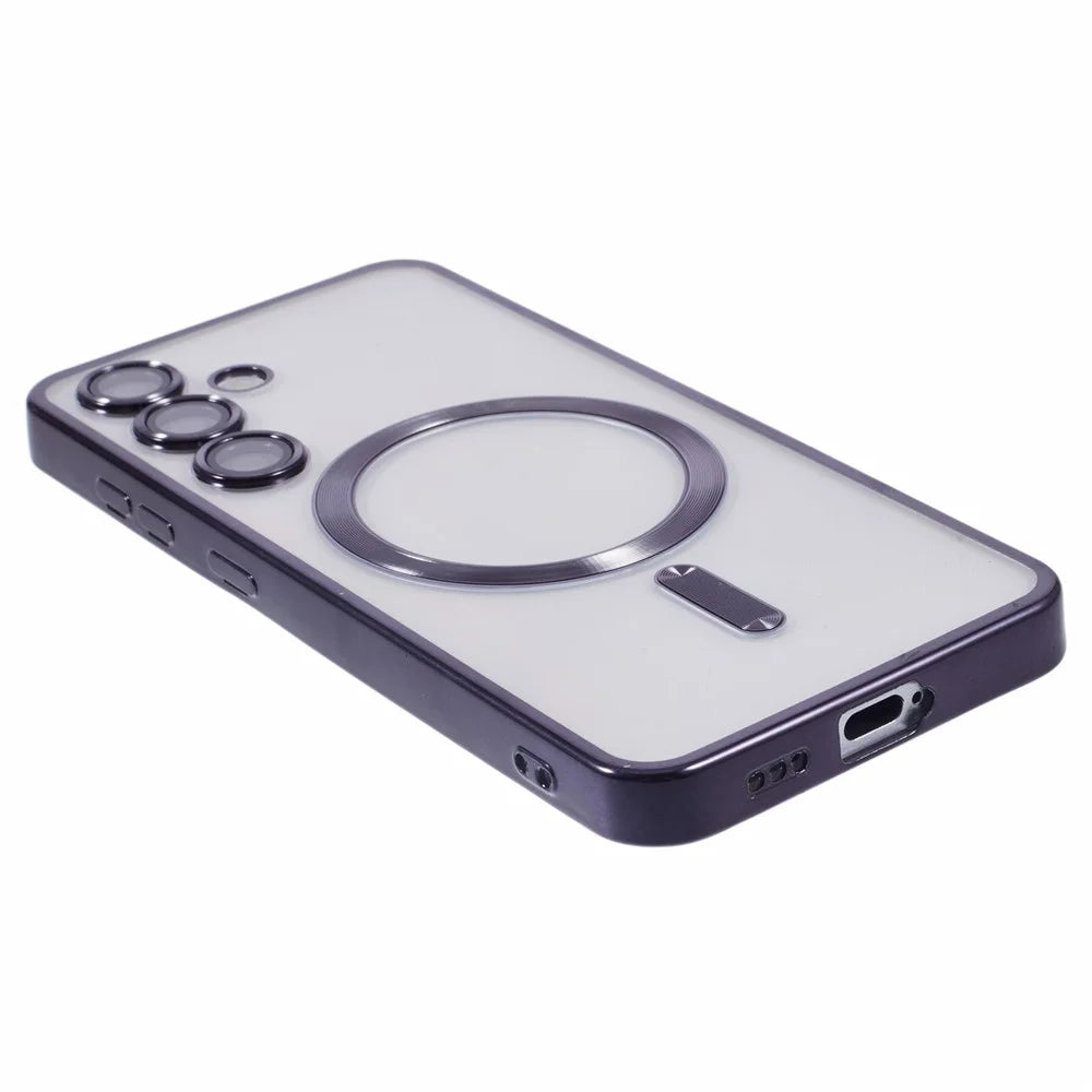 For Samsung Galaxy S24+ Magnetic Case Electroplated TPU Phone Cover with Lens Film - Black - 4