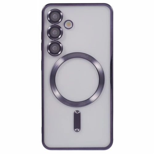 For Samsung Galaxy S24 Magnetic Case Electroplated TPU Phone Cover with Lens Film - Black - 1
