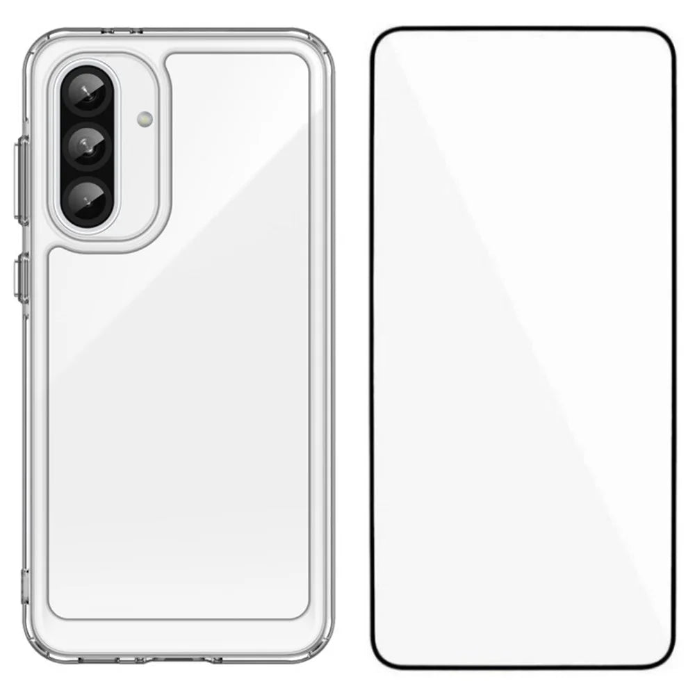 WANLONFENG MF Series for Samsung Galaxy A36 5G Case TPU+Acrylic Clear Phone Cover with Tempered Glass Film - 1