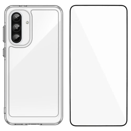 WANLONFENG MF Series for Samsung Galaxy A36 5G Case TPU+Acrylic Clear Phone Cover with Tempered Glass Film - 1