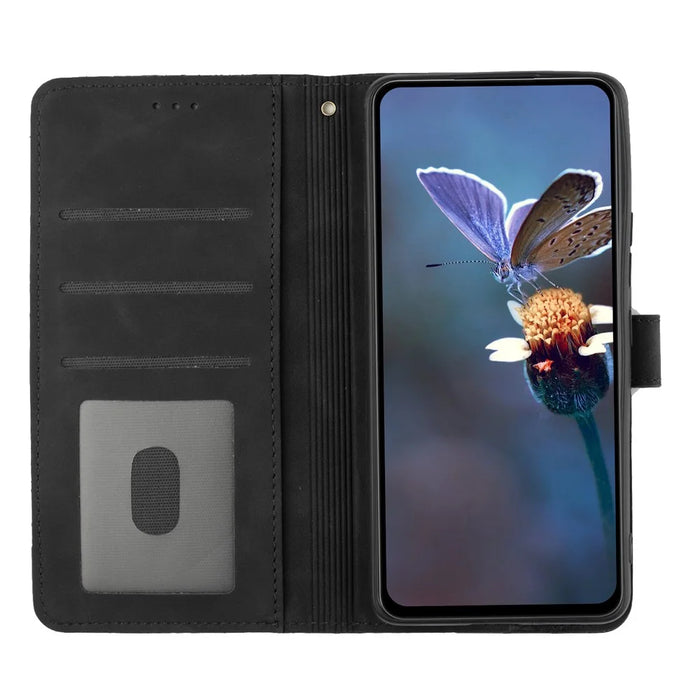 For Samsung Galaxy A36 5G Case Flower Design Leather Wallet Phone Cover with Wrist Strap - Black - 2