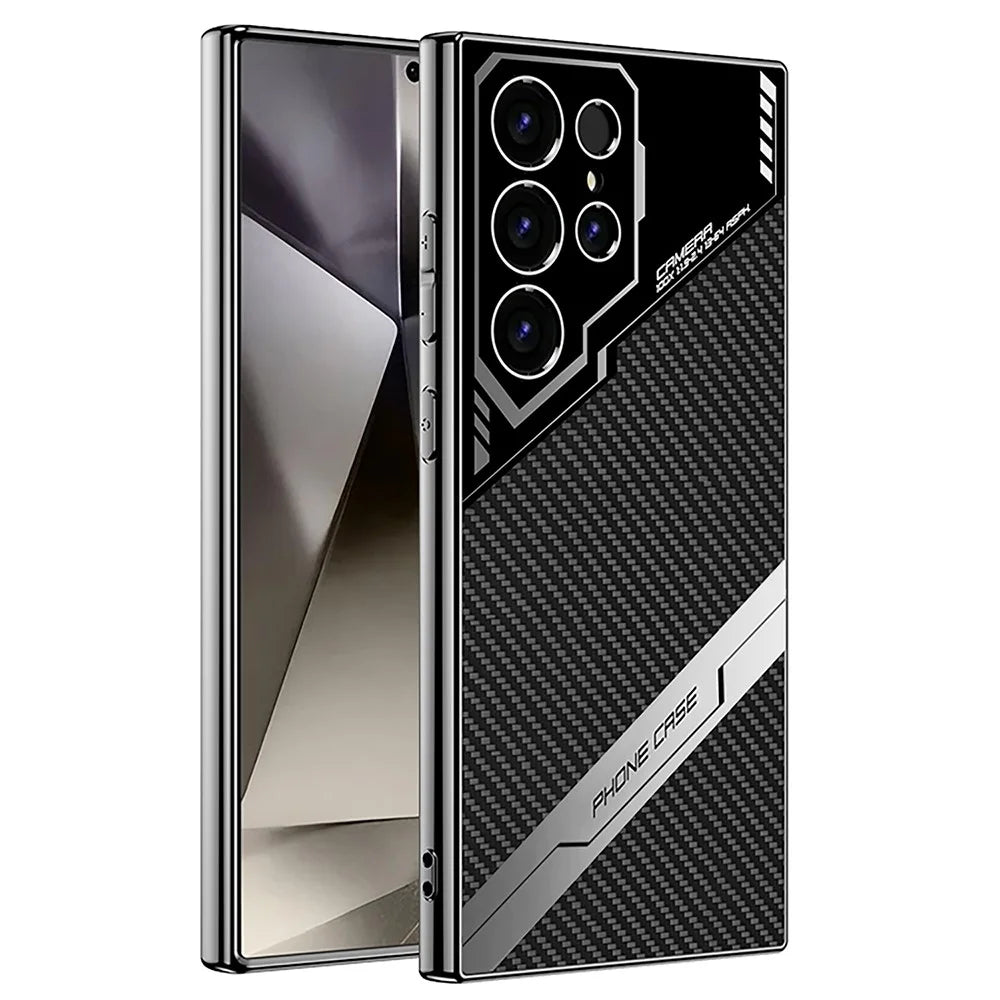 GKK For Samsung Galaxy S25 Ultra Case Textured PU Hybrid Ultra Thin Slim Phone Back Cover - Carbon Fiber Texture - 1