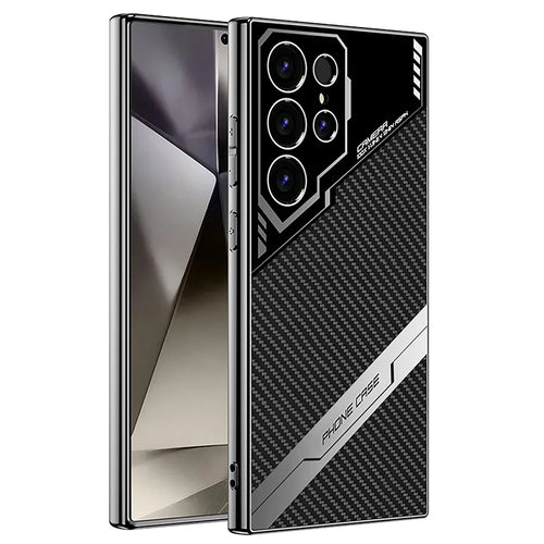 GKK For Samsung Galaxy S25 Ultra Case Textured PU Hybrid Ultra Thin Slim Phone Back Cover - Carbon Fiber Texture - 1