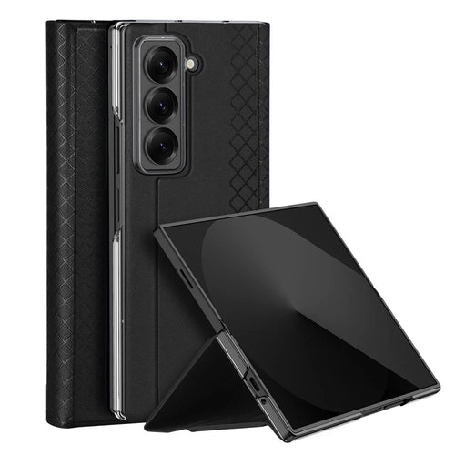 DUX DUCIS For Samsung Galaxy Z Fold Special Cases with Card Slot  Bril Series Leather Phone Cover Stand - Black - 1