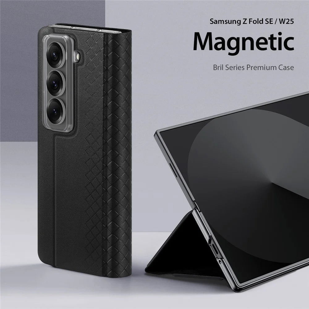 DUX DUCIS For Samsung Galaxy Z Fold Special Cases with Card Slot  Bril Series Leather Phone Cover Stand - Black - 3