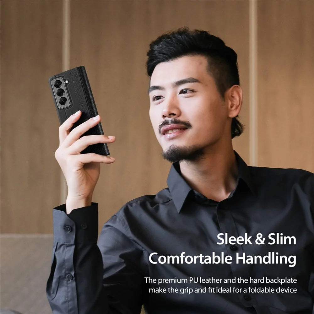 DUX DUCIS For Samsung Galaxy Z Fold Special Cases with Card Slot  Bril Series Leather Phone Cover Stand - Black - 4