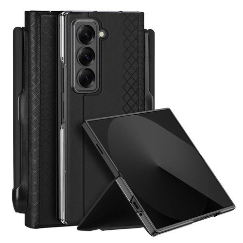 DUX DUCIS For Samsung Galaxy Z Fold Special Case  Bril Series Leather Stand Phone Cover with Pen Holder - Black - 1