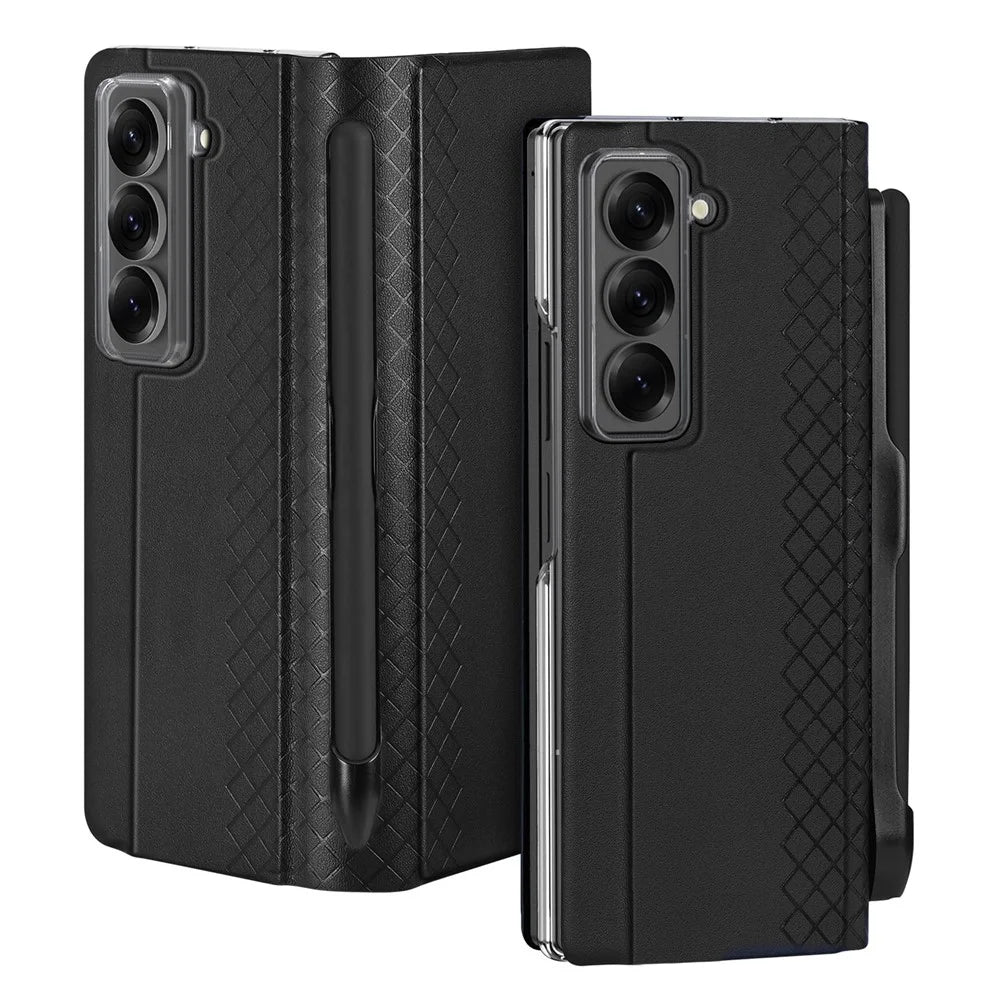DUX DUCIS For Samsung Galaxy Z Fold Special Case  Bril Series Leather Stand Phone Cover with Pen Holder - Black - 2