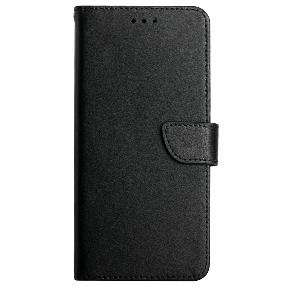 For Realme C75 4G Case Genuine Cow Leather Phone Cover Nappa Texture - Black - 7