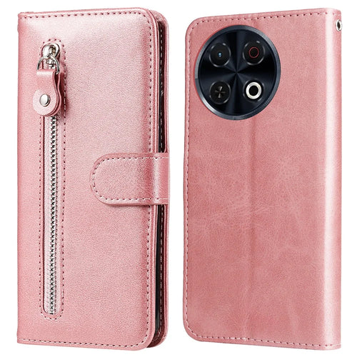 For TECNO Spark 30 Pro 4G Case Zipper Wallet Calf Texture PU Leather Phone Cover - Pink - 1