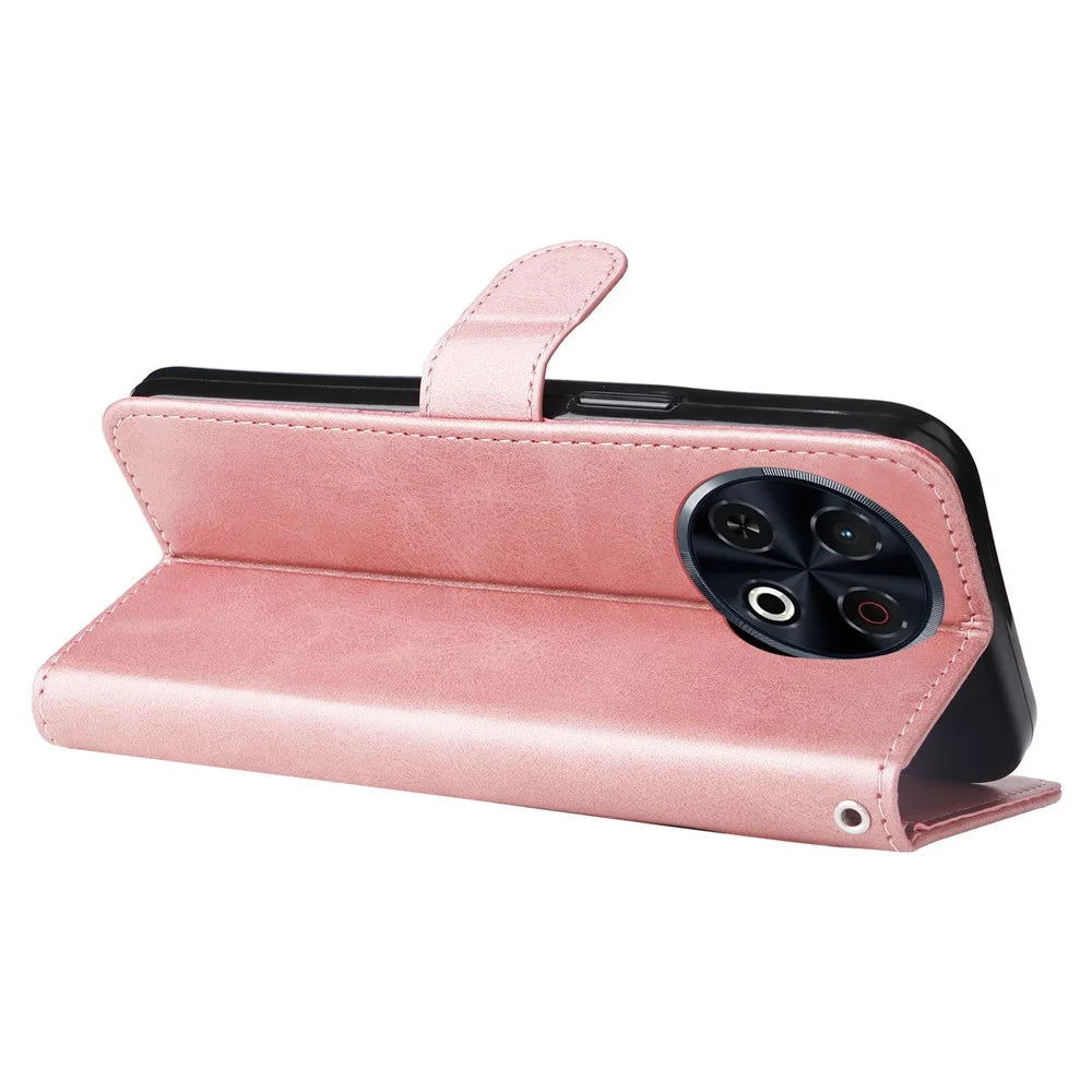 For TECNO Spark 30 Pro 4G Case Zipper Wallet Calf Texture PU Leather Phone Cover - Pink - 3