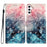 For Samsung Galaxy A56 5G Case PU Leather Wallet Phone Cover 3D Pattern Printing - Pink Blue Marble - 1