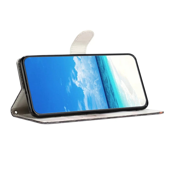 For Samsung Galaxy A56 5G Case PU Leather Wallet Phone Cover 3D Pattern Printing - Pink Blue Marble - 2