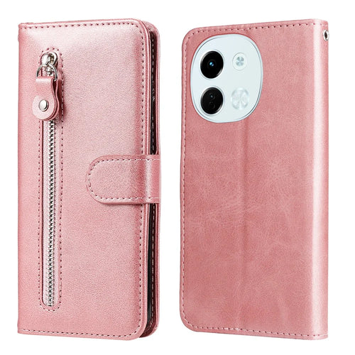 For TECNO Spark 30 5G / Pova 6 Neo 5G Case Zipper Wallet Calf Texture PU Leather Phone Cover - Pink - 1