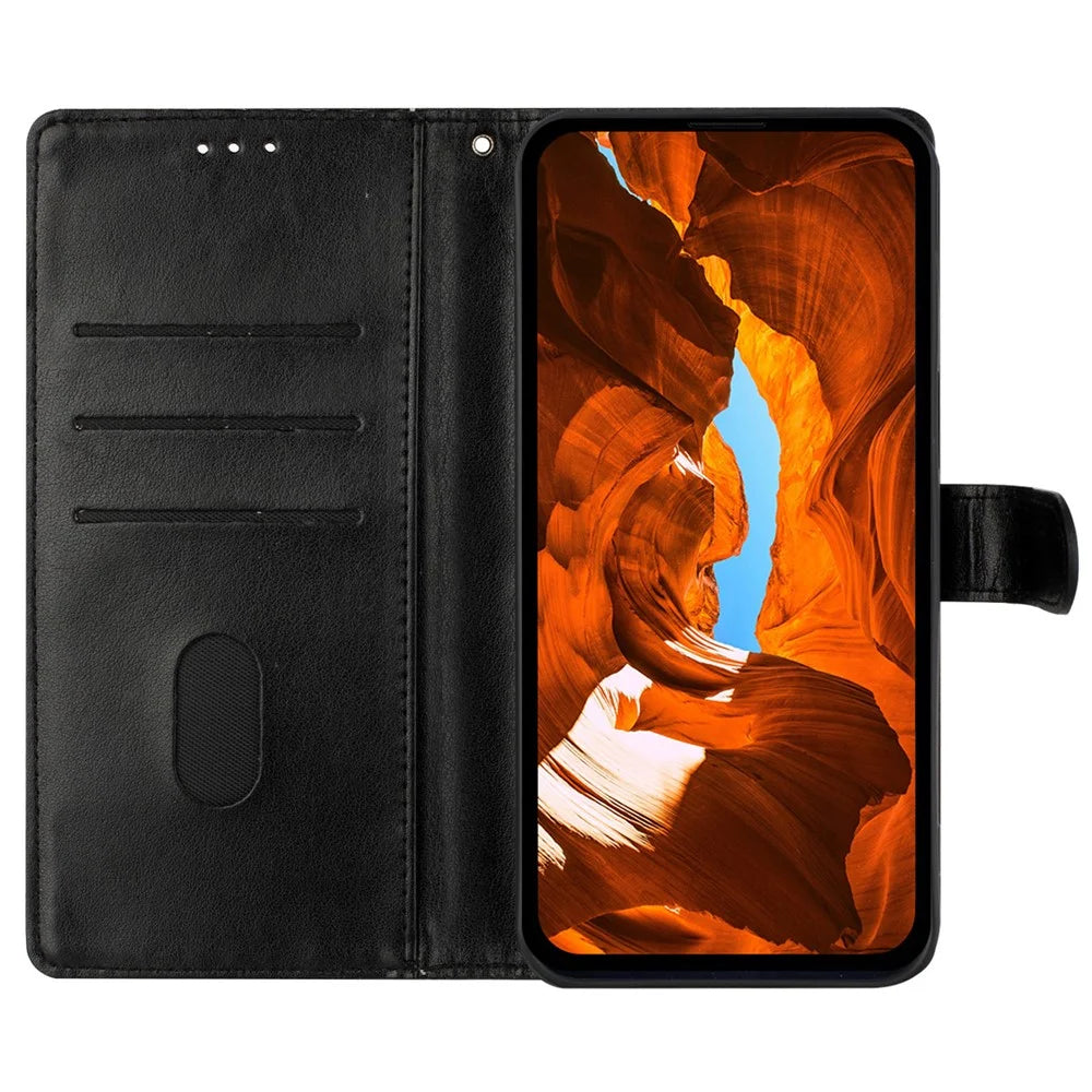 For Samsung Galaxy A18 5G / A18 4G / A17 5G / A17 4G / A26 5G Wallet Phone Case Butterfly Floral Imprint Leather Flip Cover - Black - 2