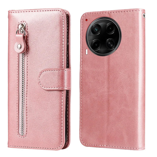 For TECNO Camon 30S Pro 4G / Camon 30S 4G Case Zipper Wallet Calf Texture PU Leather Phone Cover - Pink - 1