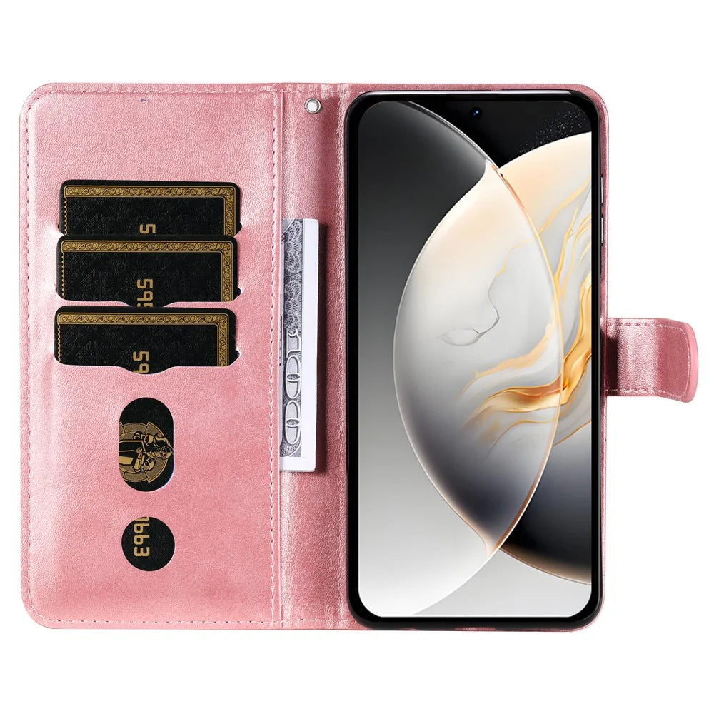For TECNO Camon 30S Pro 4G / Camon 30S 4G Case Zipper Wallet Calf Texture PU Leather Phone Cover - Pink - 2
