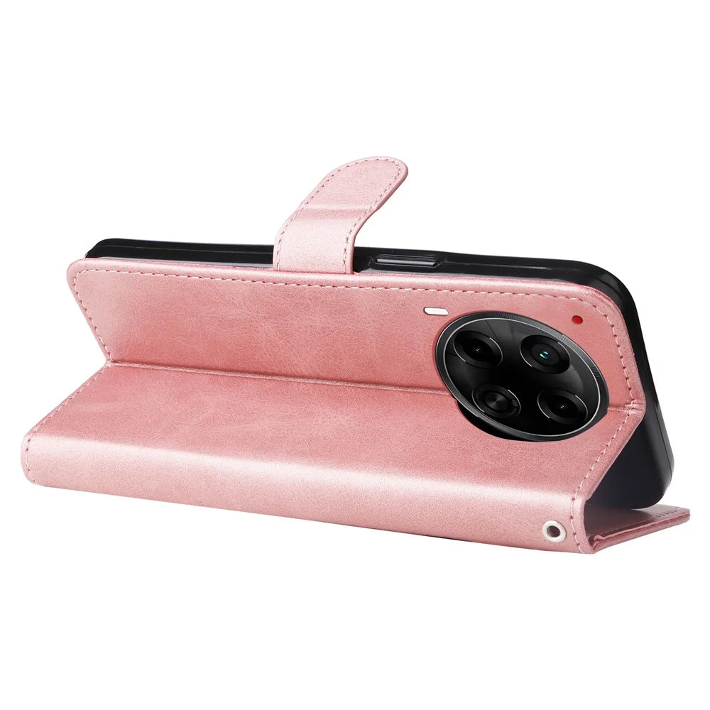 For TECNO Camon 30S Pro 4G / Camon 30S 4G Case Zipper Wallet Calf Texture PU Leather Phone Cover - Pink - 3